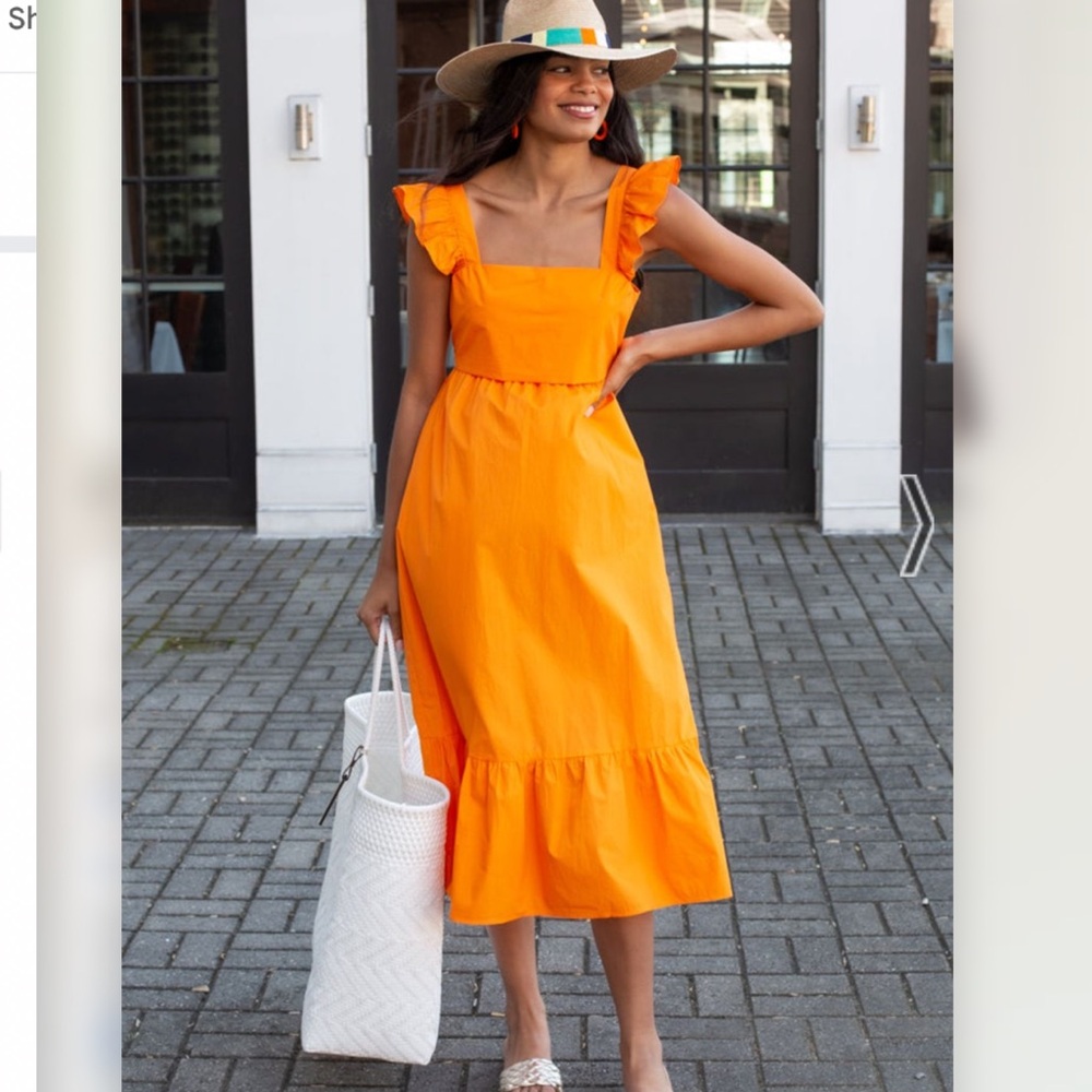 Adelyn Rae Orange Ruffle Poplin Dress - Picture 5 of 7